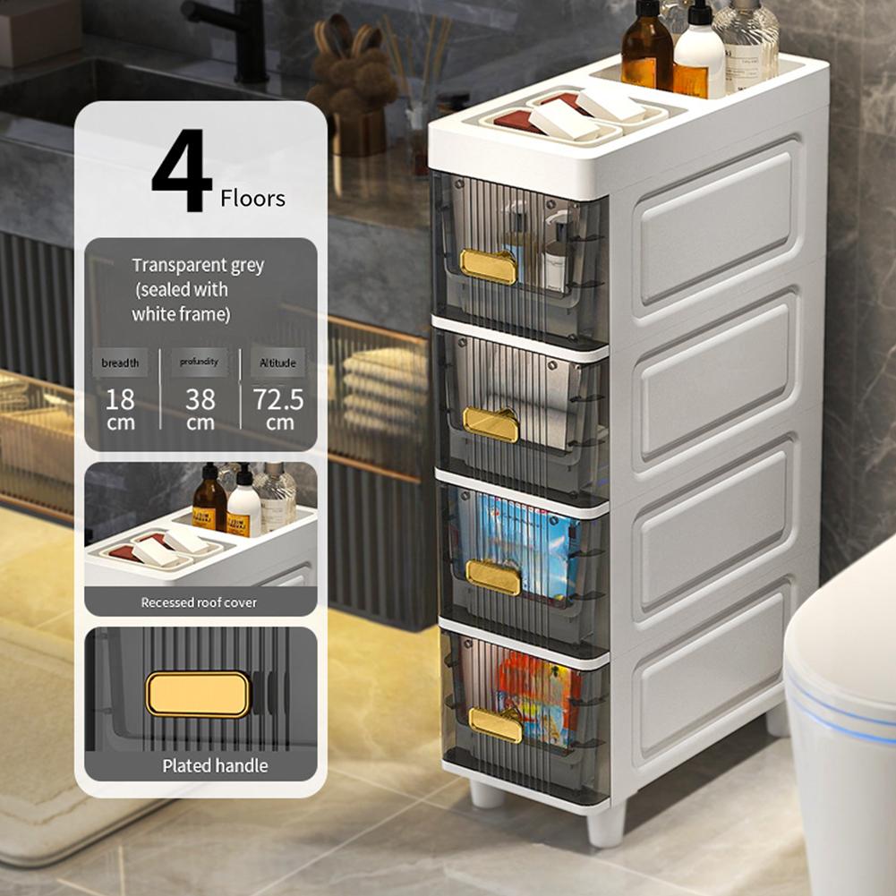 Storage Cart High Capacity 4/5 Tier Storage Floor-Standing Shelf Cabinet Waterproof Restroom Bathroom Vertical Organizer Shelves