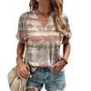 Retro Women's T-Shirt Summer V-Neck Short Sleeve Tee Casual Harajuku Stripe Print T-shirt for Women Streetwear Pullover Tops New