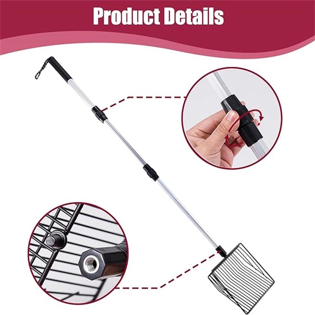 Куриный помет, совок для туалета, куриный помет, 41,9-дюймовый полый совок для кошачьего туалета с регулируемой ручкой, подвесная лопатка для просеивания