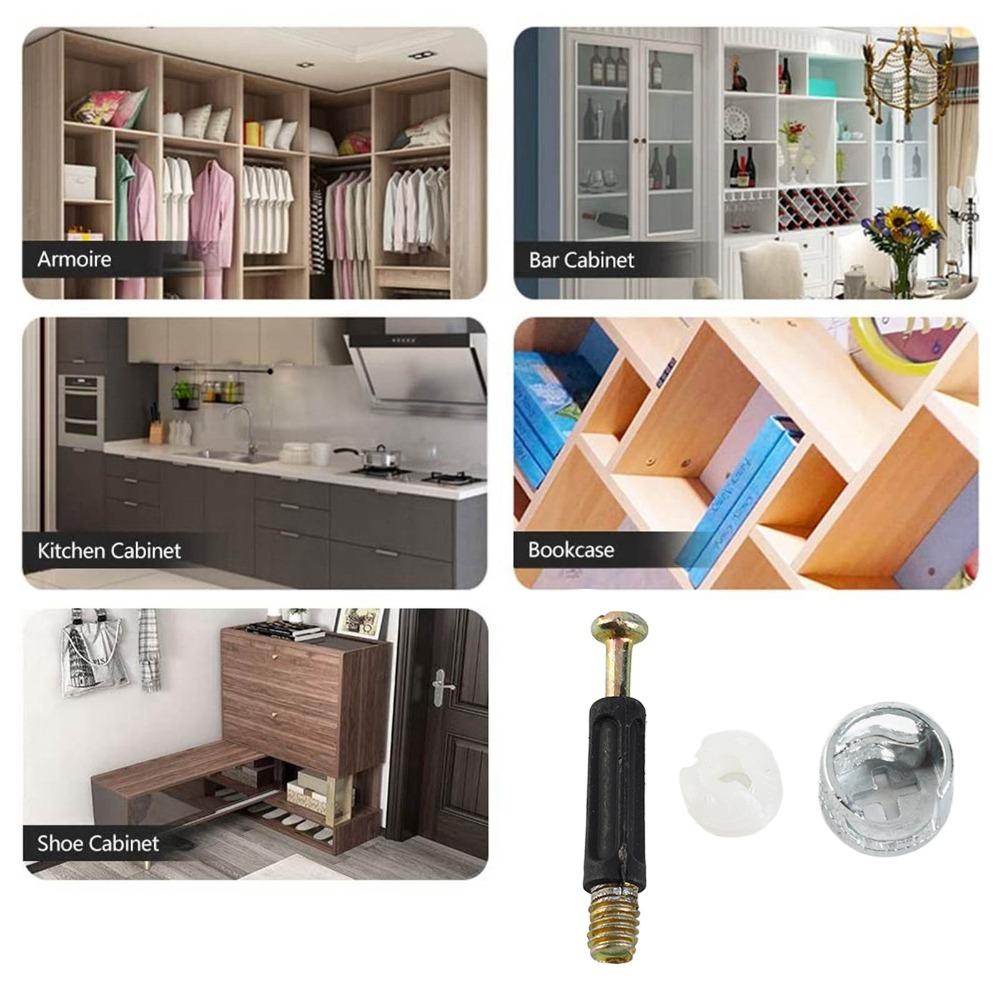 20PCS Practical Furniture Cam Lock Kit Threaded Dowel Screws For Cabinet Installation