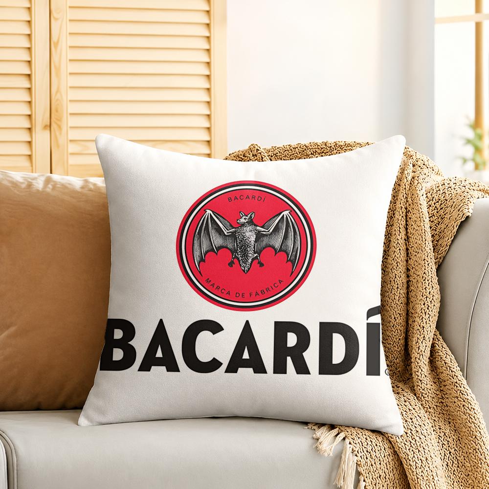 BBacardi WINE Logo Cushion Cover Silky Short Plush Invisible Zipper Dustproof Sofa Pillow Case For Home Decor