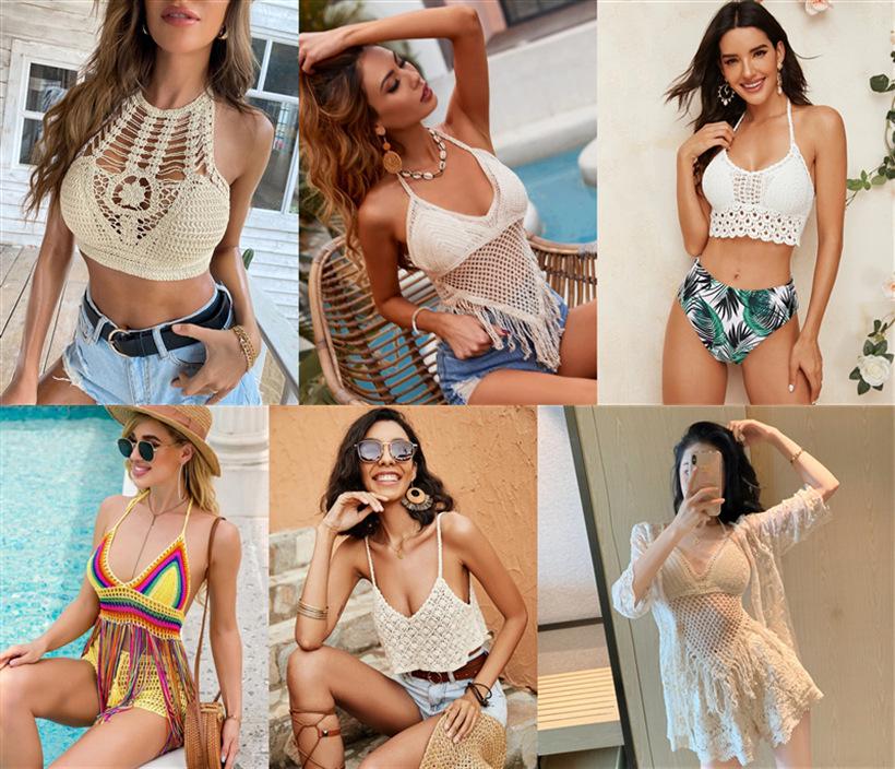 Стильная пляжная туника с V-образным вырезом, кружевной вышивкой и защитой от солнца