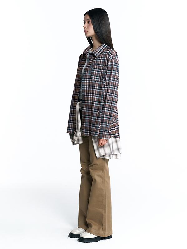 KIRSH Cheek Check Loose Fit Check Shirt [Sky]