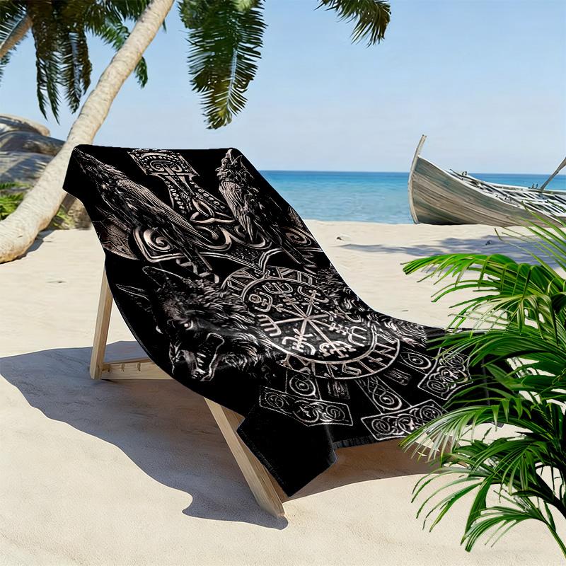 Viking Symbol Print Beach Towel, Large Soft Quick Dry Towel for Beach Camping Swimming