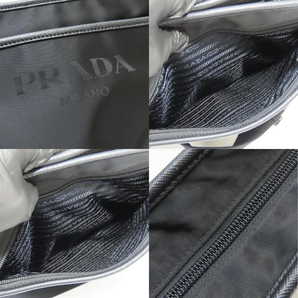 Used PRADA Shoulder Bag 2VH797 Nylon NERO black Triangular plate