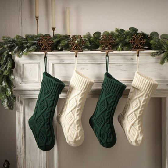 Рождественский мешок конфет Вязаный узор ромба Подарочный пакет большой емкости Декоративные носки Висячие чулки Рождественские елочные украшения Рождественские украшения Опора