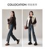 Woolen thickened high waisted jeans for women in winter 2025, fashionable and versatile, slimming straight leg pants