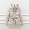 Slimming Ort Down Cotton Jaet Women's Thiened Winter Coat with Hood Dstring Waist Sli Outerwear for Ladies