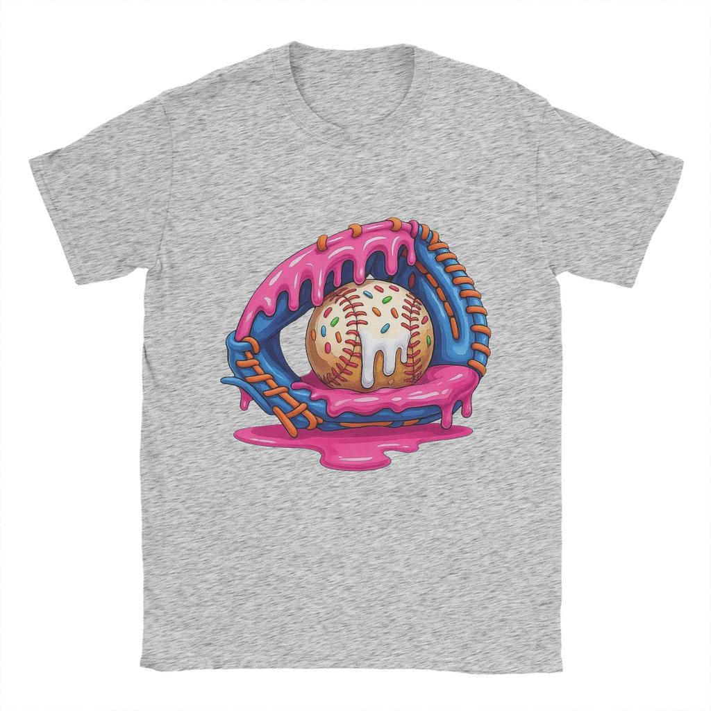 Бейсбольная футболка с мороженым 'Drip' Летняя перчатка 100% хлопок Мужские футболки Хиппи Повседневная футболка Короткий рукав Y2K Ретро футболки