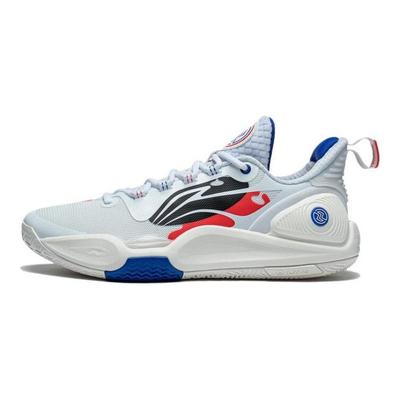 Li Ning Speed 9 Амортизирующие Нескользящие Износостойкие Низкие Баскетбольные Кроссовки Мужские Бело-Красные ABPT001-4