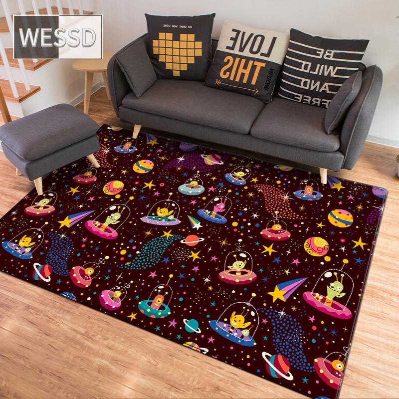 Cartoon Space Universe Planet Carpet For Children Soft Flannel Kids Play Mat Boys Girl Room Mat Bedroom Bedside Carpet Floor Rug