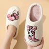 House Slippers for Women /Men Cute Cartoon Boots Embroidery Fluffy Cozy Home Warm Winter Cotton Slippers Couples Indoor Slippers