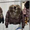 Европейская зима новая натуральный лисий большой меховой воротник короткая пуховая куртка женская утолщенная теплая свободная меховая куртка