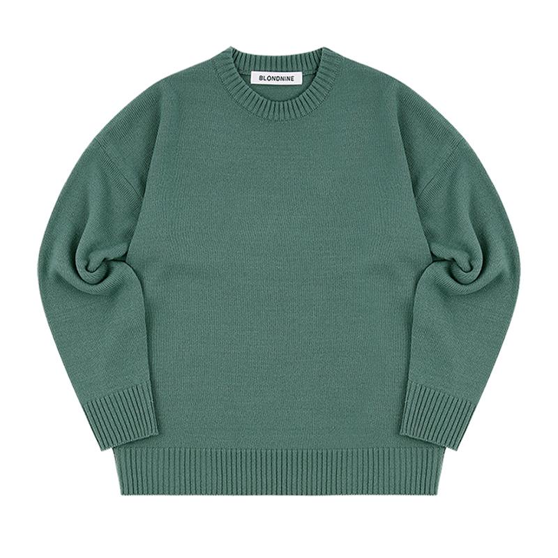 BLOND9 Round Knit Sweater_Green