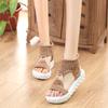 Fashion Women Knitting Gladiator Sandals Summer New Wool Shoes Thick-bottomed Sandals Solid Ladies Platform Sandali