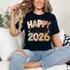 С Новым Годом 2026 Взрослая Хлопковая Рубашка Фестивальный Стиль с Вышивкой Милый Бант Графика Прекрасная Женская Футболка Креативный Тренд Кавайная Одежда