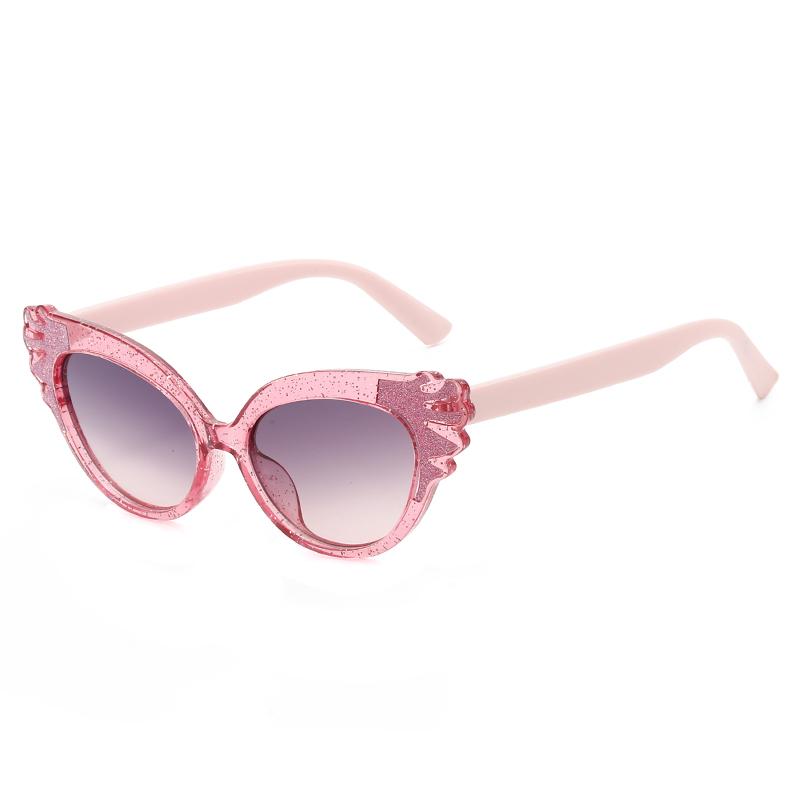 Kids Cute Glitter Cat Eye Sunglasses Lovely Wing Decor Frame Anti-UV Gradient Lens Colorful Fashion Eyewear for Boys and Girls Party Beach Outdoor