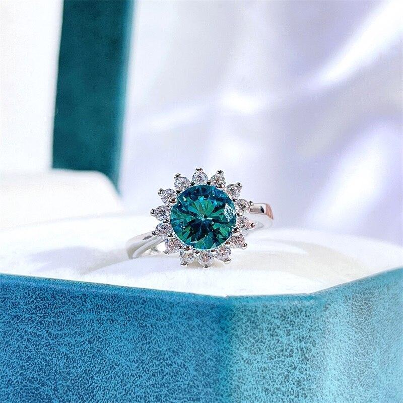 BELLA BOX Роскошные женские открытые кольца небесно-голубой циркон для свадьбы, помолвки, юбилея, ювелирных украшений