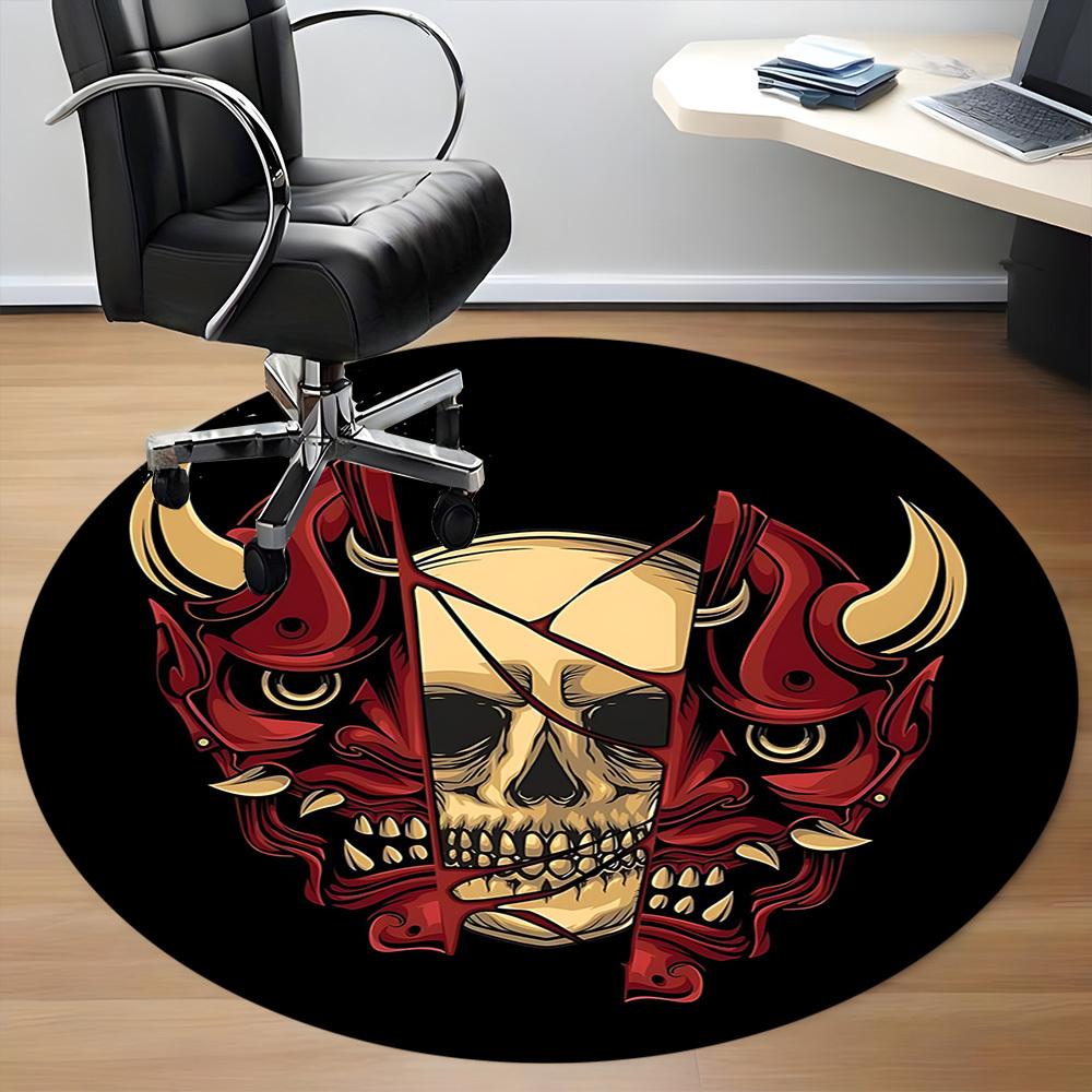 1pc Skull Demon Office Round Area Rug, Under Office Chairs Bedroom Living Room Home Decor, Room Deco, Available in Various Sizes