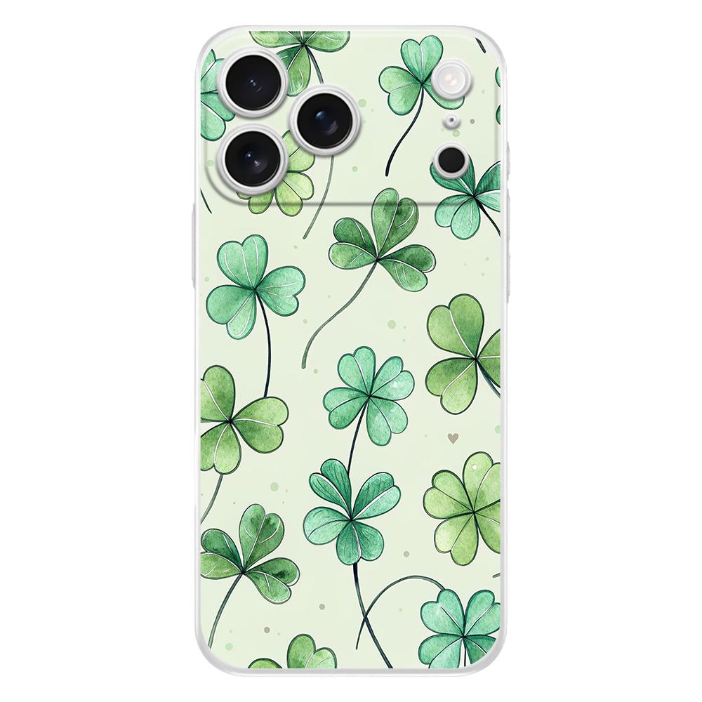 Мягкий прозрачный чехол из ТПУ для телефона iPhone 17 Air 16E 16 11 15 14 Pro MAX 12 13 7 8 Plus SE Пасхальный чехол Защита Милая Счастливая Трава