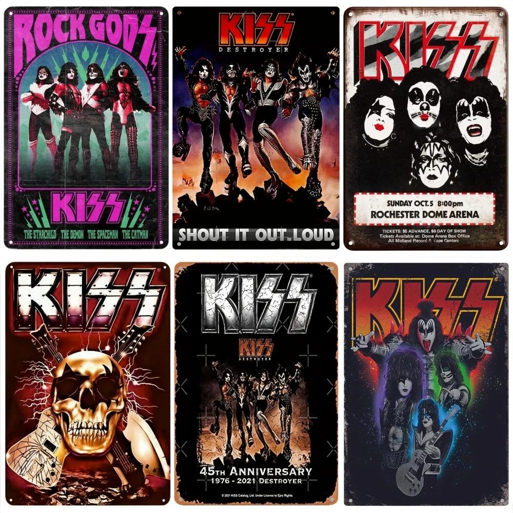 Классическая рок-группа «Kiss Revenge» Винтажный художественный металлический постер Знак Ретро-мужчина Пещера Музыкальный клуб Бар Паб Кафе Декоративные таблички