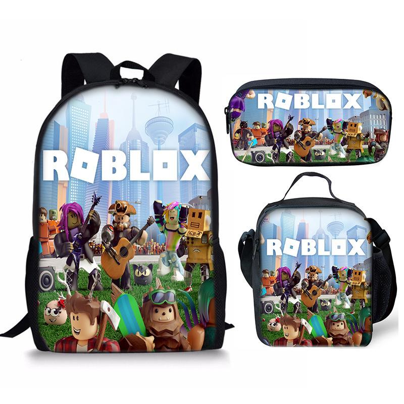 Новый рюкзак для школы Roblox с цифровой печатью, набор из трех предметов: рюкзак, сумка для ланча, пенал