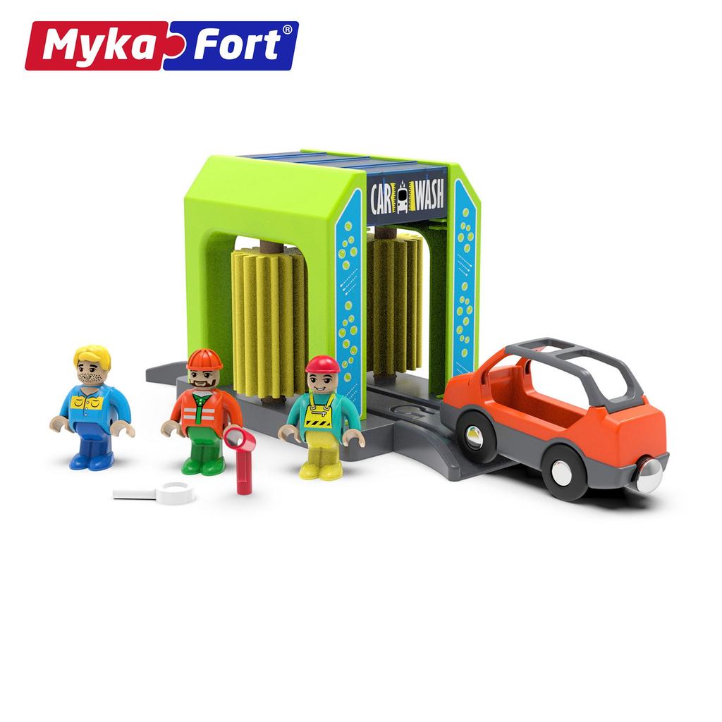 Детская игрушка Имитация сцены автомойки Деревянная трасса Маленький поезд Наука и образование Пазл Свободное сращивание