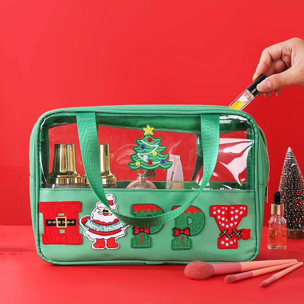 Cartoon Christmas Clear Travel Bags Waterproof Make Up Organizer Christmas Toiletry Bags Girls