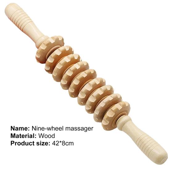 Деревянный массажер Многофункциональный дизайн с рифлеными шестернями Износостойкая легкая противоскользящая ручка Вращающийся на 360 градусов лицевой массажер для ног