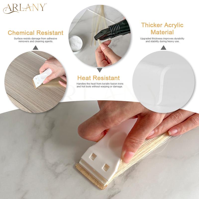 ARLANY Tape-in Hair Extension Removal Tool Kit Plastic Scraper Tape Remover Curved Acrylic Operation Board Adhesive Tape Removal