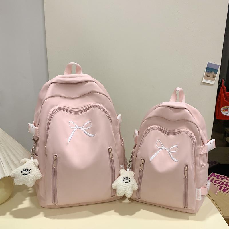 Рюкзак с бантом и принтом, однотонный студенческий школьный женский рюкзак большой емкости