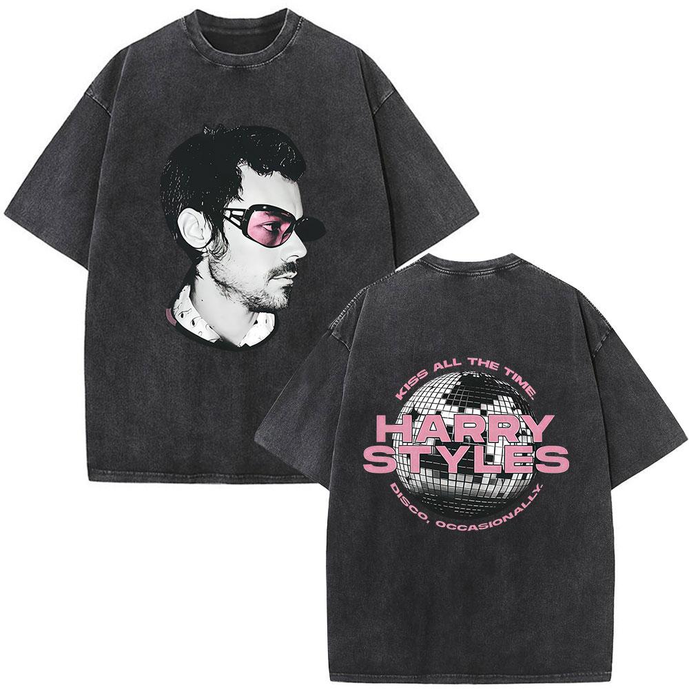 Kiss All The Time Disco Occasionally Tour Vintage Washed T Shirt Men Women High Quality Oversized Cotton Tshirt Streetwear