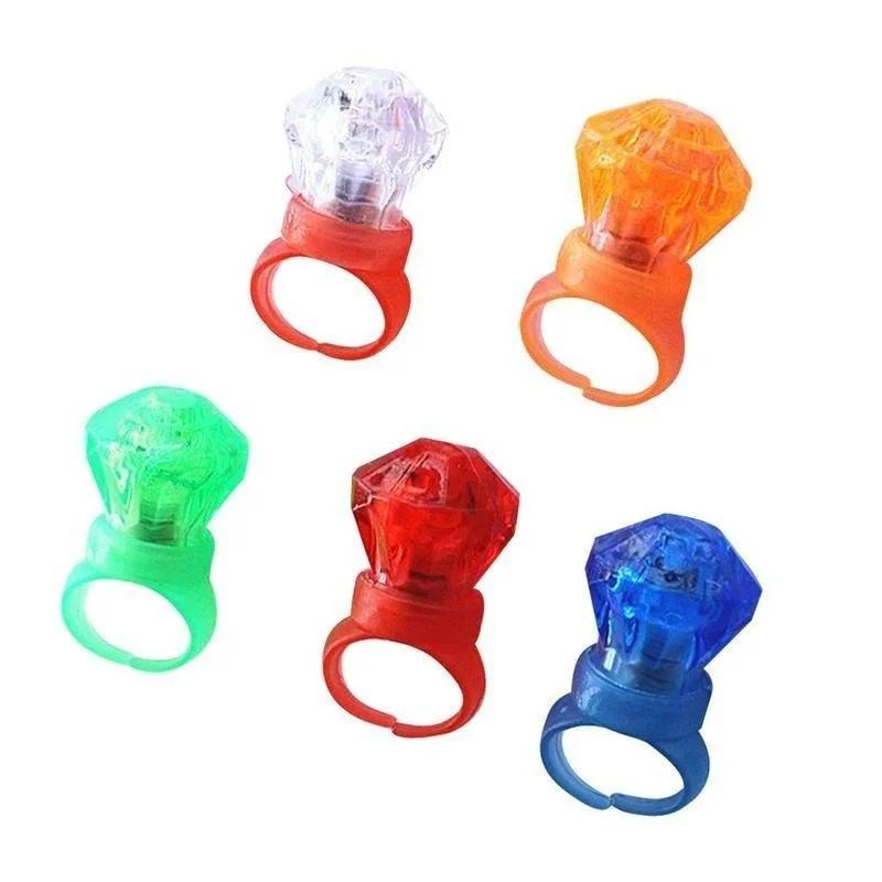 10 Pcs Festival Creative Gifts Multi-color Bright LED Laser Finger Ring Light Lamp Beams Torch for Party KTV Bar Gift Accessory