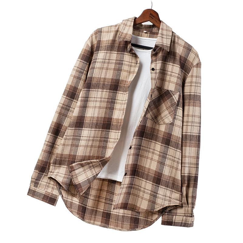 Spring Women Long Sleeve Plaid Shirts Casual Loose Lapel Turn Down Collar Blouses Tops