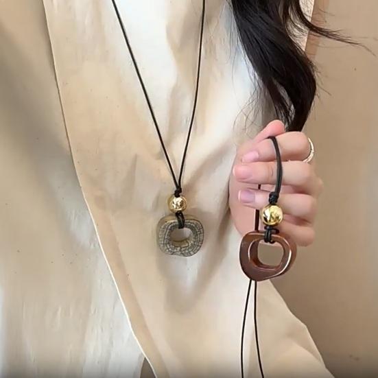 Женское ожерелье с геометрическим квадратным кулоном из бисера, длинное стильное ожерелье-свитер, универсальная одежда