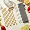 11Pcs Reusable Gold Straw Set 304 Stainless Steel Straw Straight Bent Drinking Straw With Cleaning Brush Home Bar Accessory