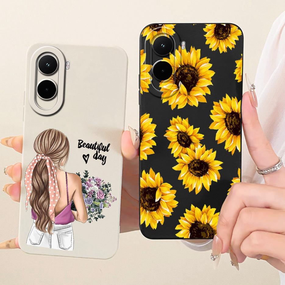 Чехол для Xiaomi Poco M7 Plus PocoM7 4G Красивая Девушка Подсолнух Расписной Чехол для Телефона Для Xiaomi Poco M7 Pro PocoM7 Plus 5G Мягкие Fundas