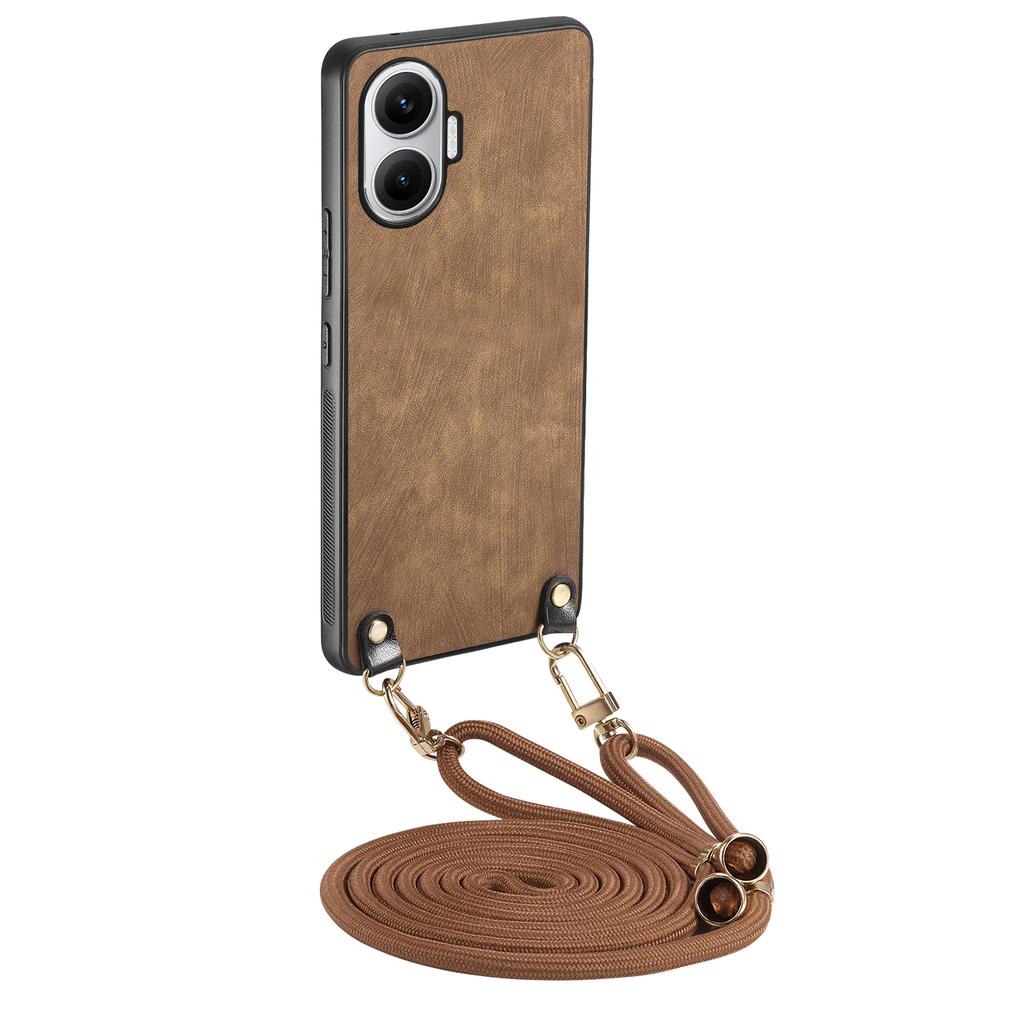 For Xiaomi Redmi Turbo 4 Pro 5G Retro Leather Phone Back Cover with Adjustable Strap