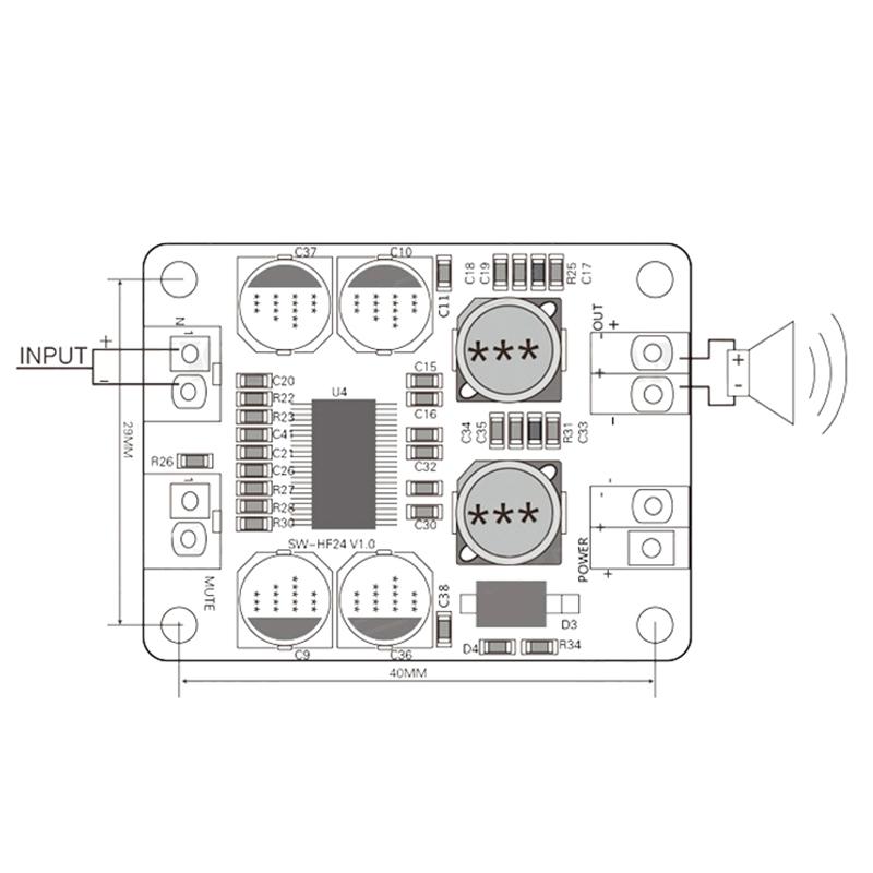 Tzt Dc 12V-24V Tpa3118 60W моно цифровой аудио усилитель мощности 1X60W плата усилителя модуль Pbtl цифровой аудио усилитель модуль