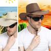 Wide Brim Western Cowboy Hat Linen Beach Sunscreen Cap Vintage Summer Sun Hat  Beach