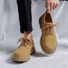 2024 New Men's Shoes British Style Retro Leather Boots Men's Fashion Brown/ Black Casual Shoes Trend Low Cut Work Clothes Shoes