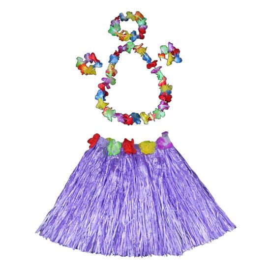 Юбка-хула в гавайском стиле, комплект для девочек, ожерелье-гирлянда, браслет, юбка-хула, костюм на Хэллоуин, танцевальный костюм, юбка-трава