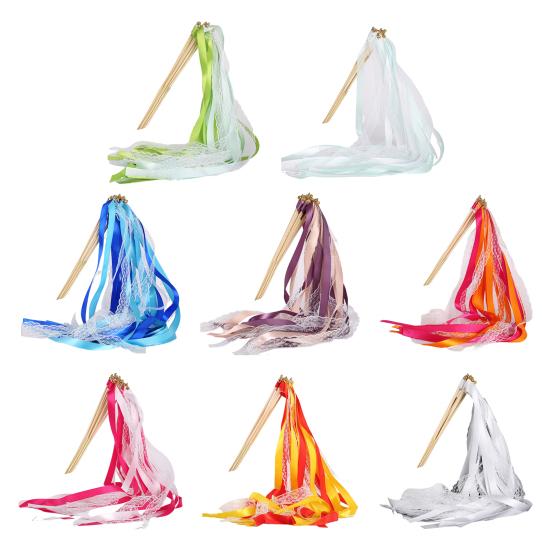 Fairy Wands Great Eco-friendly 8 Styles Wishes Wands Colorful Long Ribbon Fairy Stick Wands with Bells Streamer Sticks Birthday Gift