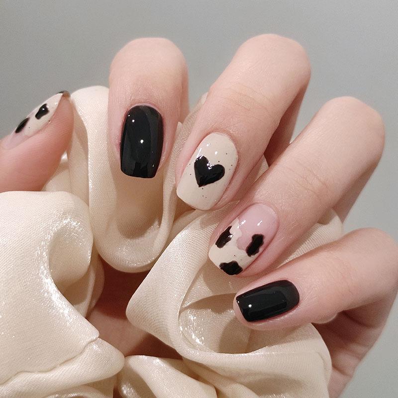 24Pcs Short Square Fake Nails Cloud Star Pattern Full Cover Press On Nail Tips Manicure Art