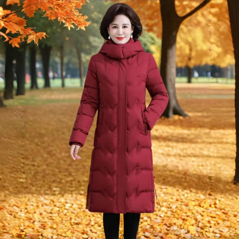Женские зимние куртки больших размеров XL-6XL для женщин среднего возраста, новые пальто, элегантные свободные толстые теплые длинные парки, женская верхняя одежда