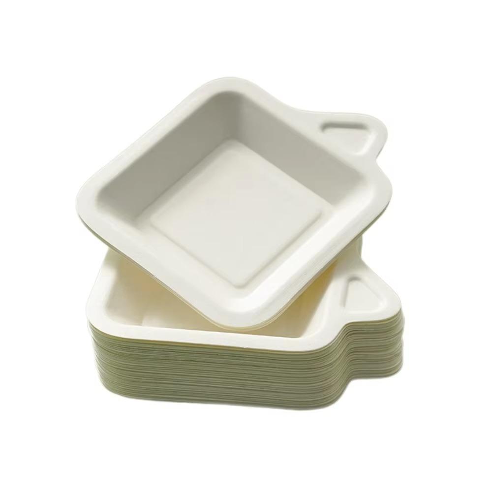 50Pcs Thickened Paper Plates Square Fruit Plate New Small Bowl Tray Set Picnic Birthday Party
