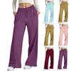Women's Casual Fashion Solid Color Elastic Waist Drawstring Pockets Wide Leg Straight Pants