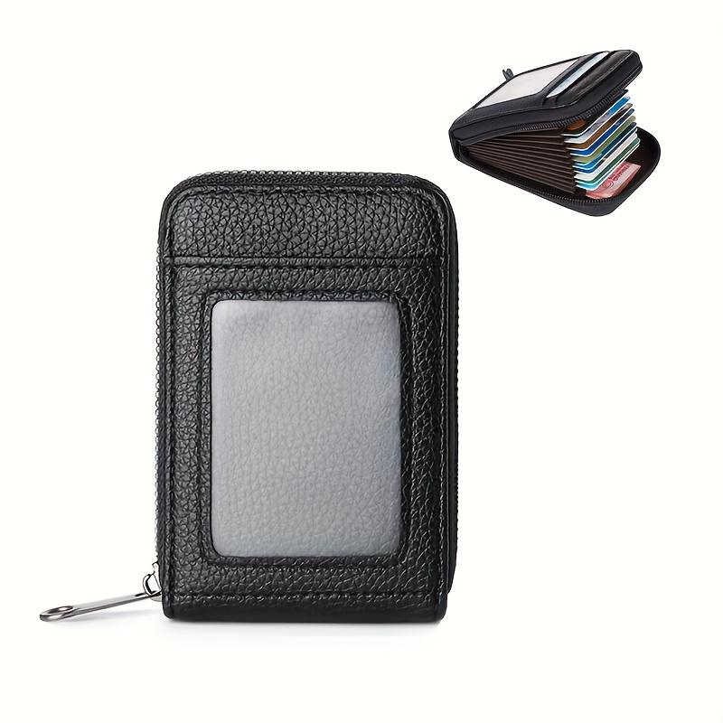Men PU Casual Card Holder with Zipper - Lightweight, Minimalist Design for Daily Commute, Unlined Interior, Coin Purse Zippered Pouch