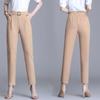 High Waist Elastic Harem Pants for Women Commuter Casual Capri Pants Fashion Solid Color Pockets Sashes Trousers 4XL