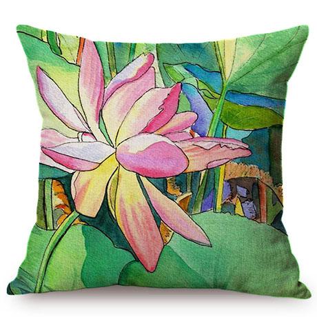 Colorful Charming Flowers Oil Painting Art Lotus Plumeria Peony Flower For Home Decor Sofa Cushion Cover Linen Throw Pillow Case